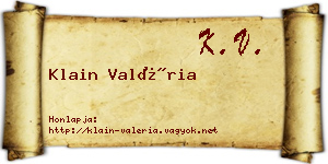 Klain Valéria névjegykártya